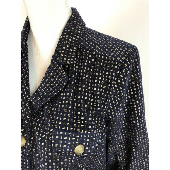 Sundance Navy Corduroy Mini Gold Pattern Jacket Size L - Picture 10 of 14